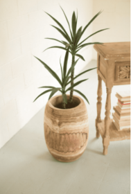 Large Hand Carved Wooden Urn 14"D X 24"T