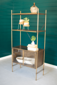 Metal Shelf With Two Bottom Doors 31.5" X 12" X 71"T
