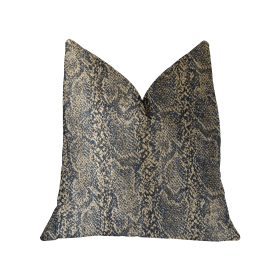 Plutus Exotic Phantom  Blue and Gold Luxury Throw Pillow