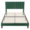 Full size Green Velvet Upholstered Platform Bed Frame with Headboard
