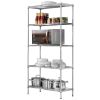 5 Tier Layer Storage Rack Organizer Kitchen Shelving Steel Wire Shelves;  35.44 x 13.78 x 70.87 inch