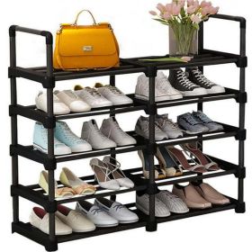 20-24 pairs shoe organizer metal stackable and detachable multifunctional display rack for entryway; closet and bedroom