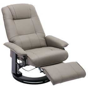 Faux Leather Manual Recliner,Adjustable Swivel Lounge Chair with Footrest,Can Rotate 360 Degrees,L-right Angle Curved Wooden Frame, Armrest and Wrappe