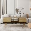 Coffee table, computer table, solid wooden leg support,Accent Furniture Home Decor,Open Storage Shelf suitable Hidden Compartment for living room, din