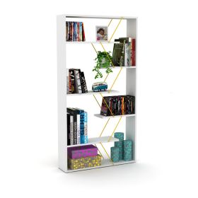 Furnish Home Store Wood Frame Etagere Open Back 6 Shelves Bookcase Industrial Bookshelf for Office and Living Rooms Modern Bookcases Large Bookshelf O