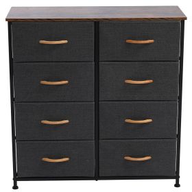4-Tier Wide Drawer Dresser, Storage Unit with 8 Easy Pull Fabric Drawers and Metal Frame, Wooden Tabletop for Closets, Nursery, Dorm Room, Hallway,Gra