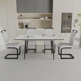 An expandable dining table set for 2-6 people