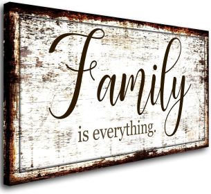 Family is Everything Wall Decor-Rustic Family Quote Print Canvas for Farmhouse-Family Signs Canvas Wall Art-Retro Artwork Wall Decoration for Living R
