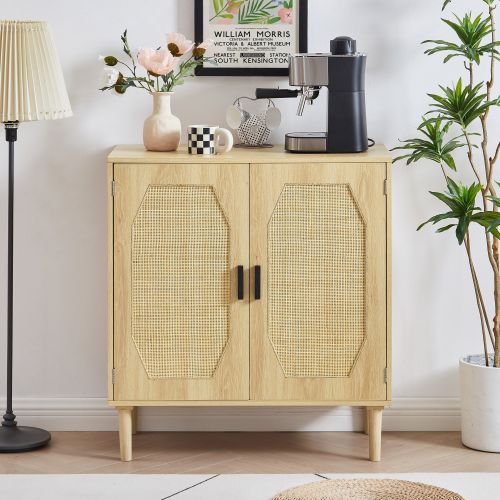 Kitchen storage cabinets with rattan decorative doors, buffets, wine cabinets, dining rooms, hallways, cabinet console tables, Natural, 31.5''W X 15.8 Kitchen storage cabinets with rattan decorative doors, buffets, wine cabinets, dining rooms, hallways, cabinet console tables, Natural, 31.5''W X 15.8