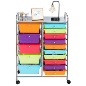 15 Drawers Opaque Rolling Storage Cart Multicolor Drawers Home