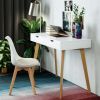Writing Computer Desk; Laptop Notebook PC Workstation with 2 Drawers; Simple Study Makeup Vanity Table Modern Furniture for Home Office; White