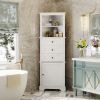Triangle Tall Cabinet with 3 Drawers and Adjustable Shelves for Bathroom;  Kitchen or Living Room;  MDF Board with Painted Finish
