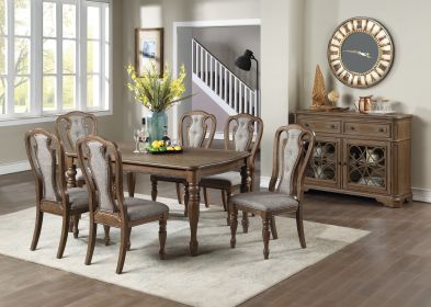Transitional Style 7pc Dining Set Dining Table 6xSide Chairs Cushion Seat Ash Oak Finish Kitchen Dining Room