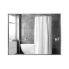 48x30inch Wall Mounted Bevel Wall Mirror For Bathroom Silver Metal Frame Decorative Rectangular Home Decor Corner Hangs Farmhouse Mirror(Horizontal &