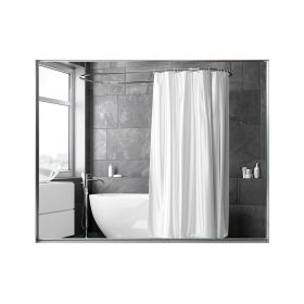 48x30inch Wall Mounted Bevel Wall Mirror For Bathroom Silver Metal Frame Decorative Rectangular Home Decor Corner Hangs Farmhouse Mirror(Horizontal &