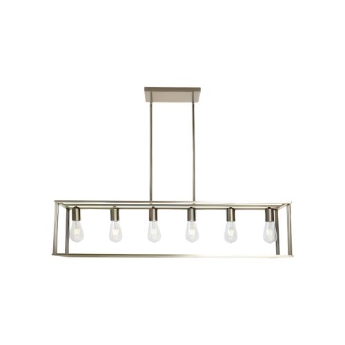 6 Light Rectangle Chandelier Contemporary Farmhouse Linear Pendant Lighting Brushed Nickel Industrial Vintage Kitchen Island Metal Cage Ceiling Light 6 Light Rectangle Chandelier Contemporary Farmhouse Linear Pendant Lighting Brushed Nickel Industrial Vintage Kitchen Island Metal Cage Ceiling Light