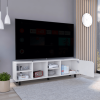 DEPOT E-SHOP Conquest Tv Stand for TV¬¥s up 70", Four Open Shelves, Five Legs, White