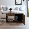 DEPOT E-SHOP Ambar Coffee Table, One Open Shelf, Single Door Cabinet, Dark Walnut