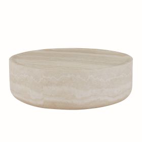 35.43'' Faux MARS Pattern Coffee Tables for Living Room Round Tea Faux Travertine Textured table for Living Room, No Need Assembly.