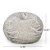 Negar 5 Foot Rounded Short Faux Fur Bean Bag, White and Gray