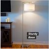 Contemporary 60" Satin Nickel LED Arc Floor Lamp with White Fabric Drum Shade