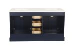 Vanity Sink Combo featuring a Marble Countertop, Bathroom Sink Cabinet, and Home Decor Bathroom Vanities - Fully Assembled Blue 60-inch Vanity with Si