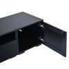 ON-TREND Rattan Style Entertainment Center with Push to Open Doors, 3-pics Extended TV Console Table for TVs Up to 90'', Modern TV Stand with Color Ch