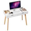 Writing Computer Desk; Laptop Notebook PC Workstation with 2 Drawers; Simple Study Makeup Vanity Table Modern Furniture for Home Office; White
