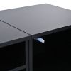 ON-TREND Rattan Style Entertainment Center with Push to Open Doors, 3-pics Extended TV Console Table for TVs Up to 90'', Modern TV Stand with Color Ch