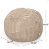 Vida 5 Foot Rounded Faux Fur Bean Bag, Snow White/ Beige