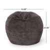 Vida 3 Foot Rounded Faux Fur Bean Bag, Brown/Beige