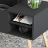 Solid wood legsCoffee Table,Accent Furniture Home Decor,Open Storage Shelf,Storage Coffee Table with Hidden Compartment and Adjustable Storage Shelf,L
