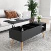 Solid wood legsCoffee Table,Accent Furniture Home Decor,Open Storage Shelf,Storage Coffee Table with Hidden Compartment and Adjustable Storage Shelf,L