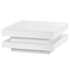 ON-TREND High Gloss Minimalist Design with LED Lights, 2-Tier Square Coffee Table, Center Table for Living Room, 31.5''x31.5''x14.2'', White