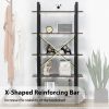 5 Tier Rustic Brown Shelf Wood and Metal Bookcase Vintage Industrial Bookshelf