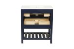 Vanity Sink Combo featuring a Marble Countertop, Bathroom Sink Cabinet, and Home Decor Bathroom Vanities - Fully Assembled Blue 30-inch Vanity with Si