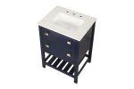 Vanity Sink Combo featuring a Marble Countertop, Bathroom Sink Cabinet, and Home Decor Bathroom Vanities - Fully Assembled Blue 24-inch Vanity with Si