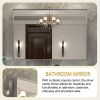 48x30inch Wall Mounted Bevel Wall Mirror For Bathroom Silver Metal Frame Decorative Rectangular Home Decor Corner Hangs Farmhouse Mirror(Horizontal &