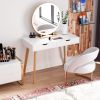 Writing Computer Desk; Laptop Notebook PC Workstation with 2 Drawers; Simple Study Makeup Vanity Table Modern Furniture for Home Office; White