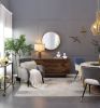 31.5" Round Pine Wood Mirror, Wall Mounted Mirror Home Decor for Bathroom Living Room