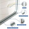 36x30inch Glossy Brushed Silver Rounded Corner Rectangle Wall Mirror For Bathroom Metal Frame Wall Mounted Bathroom Mirror Home Decor Corner Hangs Far