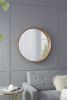 31.5" Round Pine Wood Mirror, Wall Mounted Mirror Home Decor for Bathroom Living Room