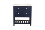 Vanity Sink Combo featuring a Marble Countertop, Bathroom Sink Cabinet, and Home Decor Bathroom Vanities - Fully Assembled Blue 30-inch Vanity with Si