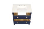 Vanity Sink Combo featuring a Marble Countertop, Bathroom Sink Cabinet, and Home Decor Bathroom Vanities - Fully Assembled Blue 30-inch Vanity with Si