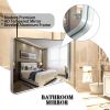 36x30inch Glossy Brushed Silver Rounded Corner Rectangle Wall Mirror For Bathroom Metal Frame Wall Mounted Bathroom Mirror Home Decor Corner Hangs Far