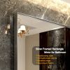 48x30inch Wall Mounted Bevel Wall Mirror For Bathroom Silver Metal Frame Decorative Rectangular Home Decor Corner Hangs Farmhouse Mirror(Horizontal &
