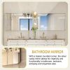 36x30inch Glossy Brushed Silver Rounded Corner Rectangle Wall Mirror For Bathroom Metal Frame Wall Mounted Bathroom Mirror Home Decor Corner Hangs Far