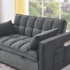 Sleeper Sofa, Convertible Sofa, Recliner, Bed, 3-in-1, 3-Position Adjustable Backrest, 2-Seater Sectional, Two Side Pockets, 2 Pillows for Living Room