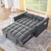 Sleeper Sofa, Convertible Sofa, Recliner, Bed, 3-in-1, 3-Position Adjustable Backrest, 2-Seater Sectional, Two Side Pockets, 2 Pillows for Living Room