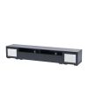 ON-TREND Rattan Style Entertainment Center with Push to Open Doors, 3-pics Extended TV Console Table for TVs Up to 90'', Modern TV Stand with Color Ch